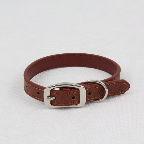 Suprivale Other - Rustic Brown Ostrich Leather Print Dog Collar